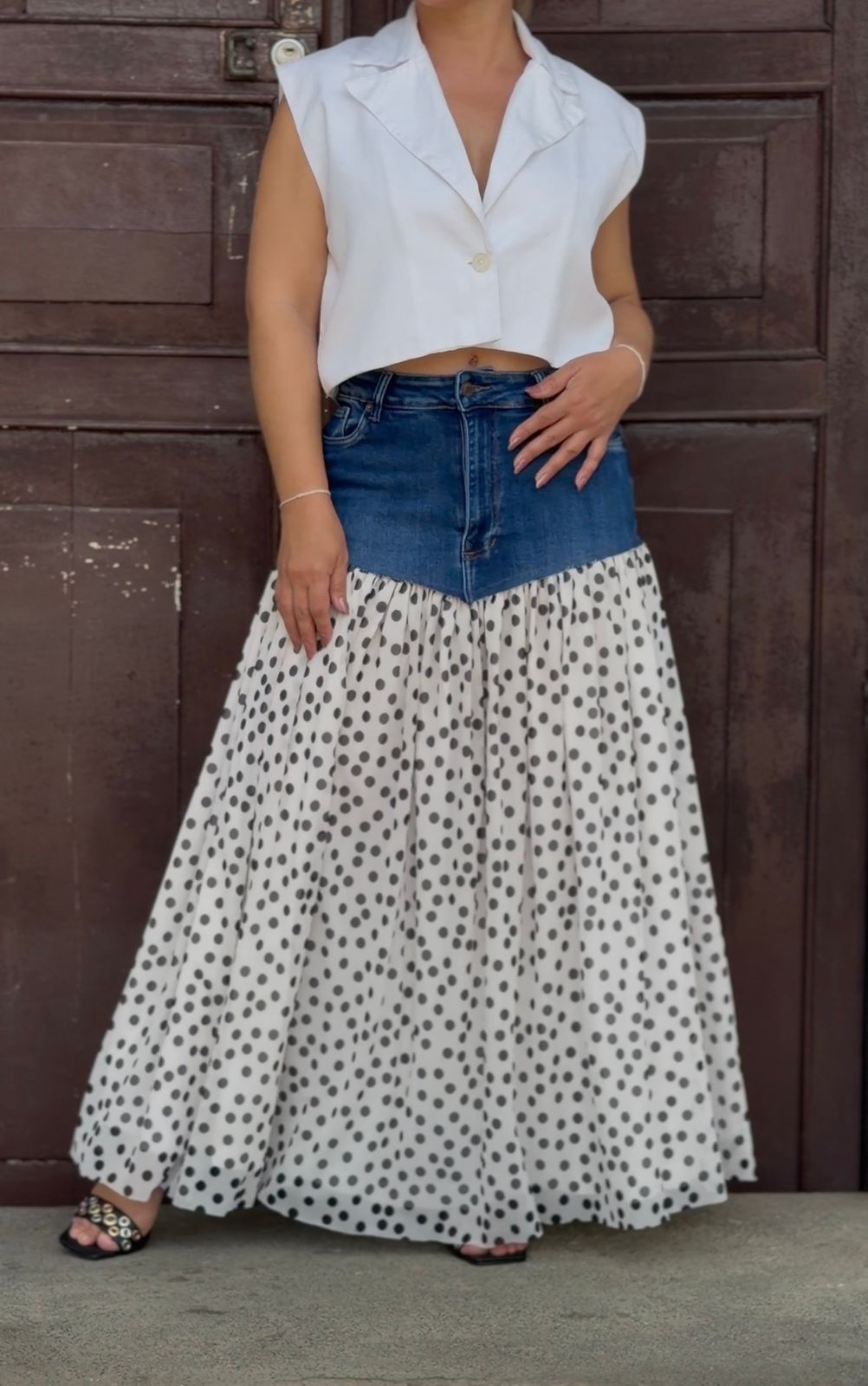 Falda Denim Polka Maxi